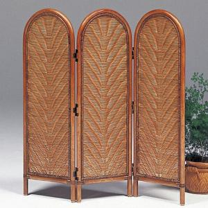 東京ラタン 天然籐スクリーン4連 折り畳みパーテーション 衝立 木製