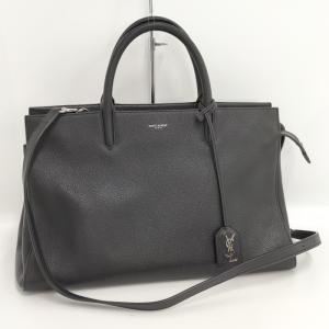 【中古】SAINT LAURENT カバ リヴ ゴーシュ 2WAYハンドバッグ レザー ブラック 574108｜interior-collection