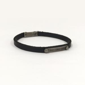 【中古】SAINT LAURENT ブレスレット レザー ブラック 506.148.M.1120｜interior-collection