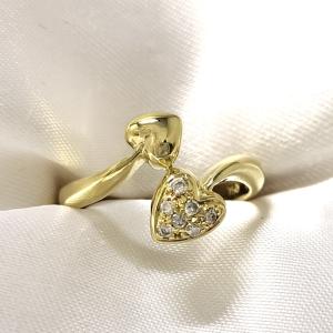 【中古】Christian Dior リング ハートモチーフ ダイヤ 750 YG ゴールド 約3.2g