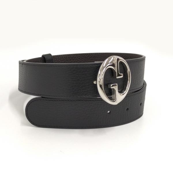 【中古】GUCCI ベルト レザー ブラック 449715