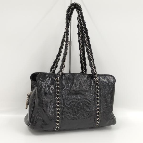 【中古】CHANEL ラグジュアリーライン チェーンショルダーバッグ ココマーク レザー ブラック