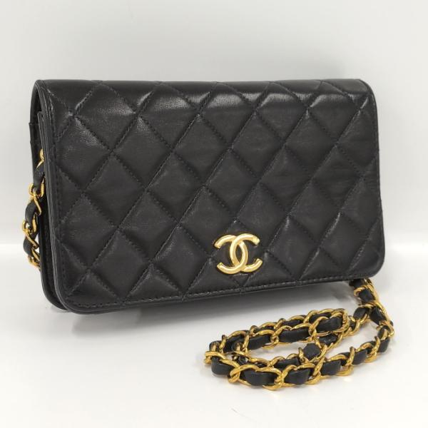 【中古】CHANEL マトラッセ20 ラムスキン チェーンショルダーバッグ ココマーク レザー ブラ...