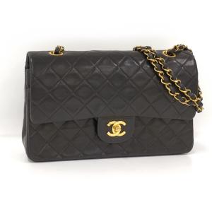 【中古】CHANEL マトラッセ25 Wチェーンショルダーバッグ Wフラップ ココマーク ラムスキン ブラック｜interior-collection