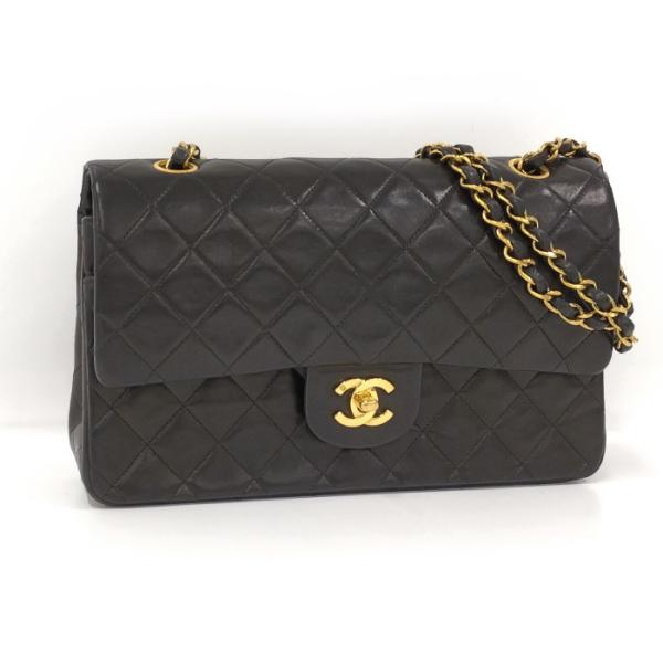 【中古】CHANEL マトラッセ25 Wチェーンショルダーバッグ Wフラップ ココマーク ラムスキン...