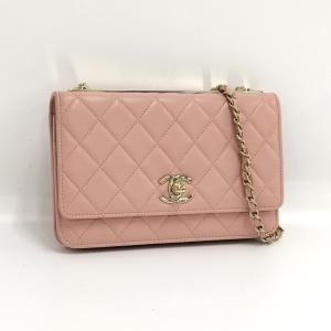 【中古】CHANEL チェーンウォレットバック レザー ピンク A80982｜interior-collection