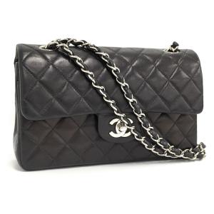 【中古】CHANEL マトラッセ23 ショルダーバッグ Wフラップ ラムスキン レザー ブラック A01113｜interior-collection