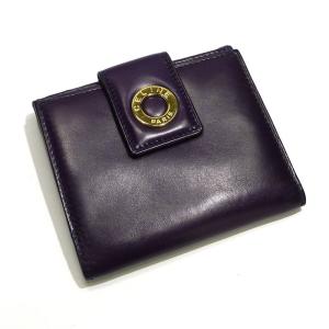 【中古】CELINE Wホック 二つ折り コンパクト財布 レザー パープル｜interior-collection