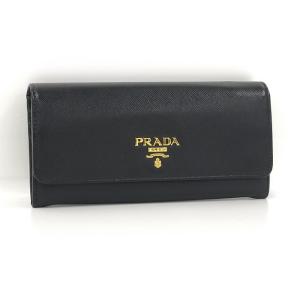 【中古】PRADA 二つ折り長財布 サフィアーノレザー ブラック 1M1132｜interior-collection