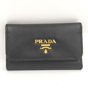 【中古】PRADA サフィアーノ 6連キーケース レザー ブラック｜interior-collection