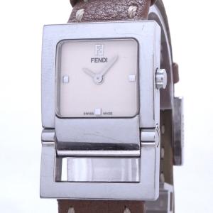 【中古】フェンディ セレリア レディース腕時計 オロロジ クォーツ SS シルバー ブラウンレザーベルト 5200L｜interior-collection