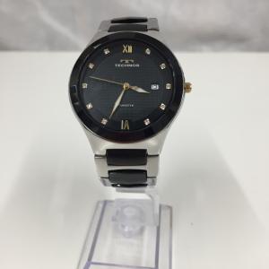 【中古】TECHNOS メンズ 腕時計 TA999 クオーツ SS シルバー ブラック [jgg]｜interior-collection