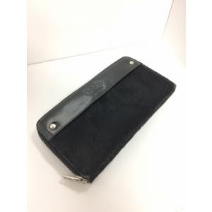 【中古】D＆G ディーアンドジー ラウンドファスナー長財布 札入れ ハラコ ブラック [ka][jggZ]｜interior-collection