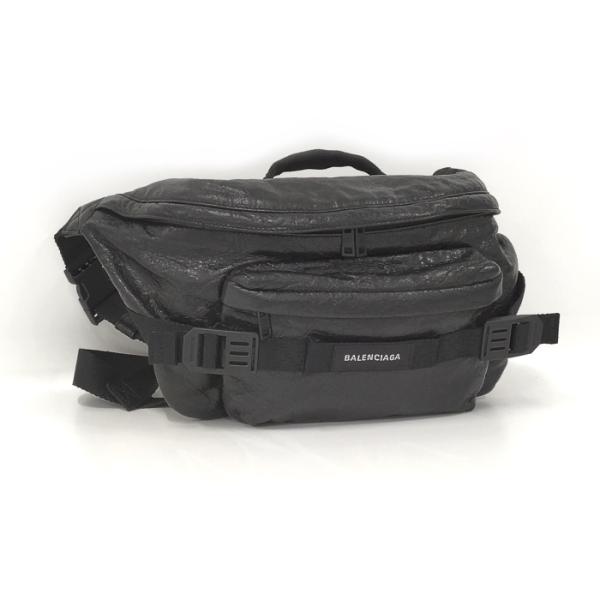 【中古】BALENCIAGA アーミー ボディバッグ レザー ブラック