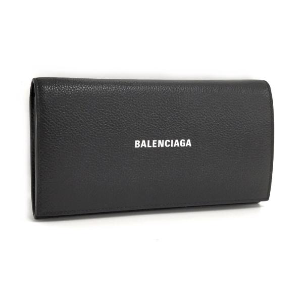 【中古】BALENCIAGA 二つ折り長財布 レザー ブラック 650874