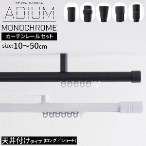 カーテンレール シングル アイアン 取り付け 天井付け ADIUM MONOCHROME セット 10〜50cm｜interior-depot