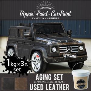 車 塗料 全塗装 自分で DIY ペンキ カーペイント 艶消し マット 水性塗料 Dippin'Paint ユーズドレザーセット 1kg×3色 JQ