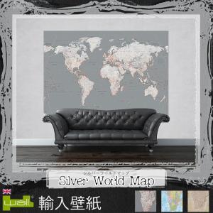 壁紙 おしゃれ 地図 張り替え 自分で Diy クロス 輸入壁紙 シルバーワールドマップ Silver World Map 紙製 Csz K1wa001 カーテン レールのインテリアデポ 通販 Yahoo ショッピング
