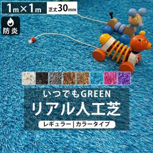 人工芝 カラー 1m×1m ロール 庭 ベランダ リアル人工芝 防炎 diy 芝丈30mm いつでもGreen レギュラータイプ 直送品 JQ