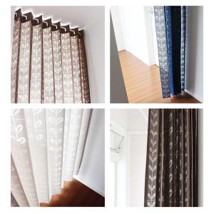 パタパタカーテン 北欧 のれん リーフ柄 アコ...の詳細画像1