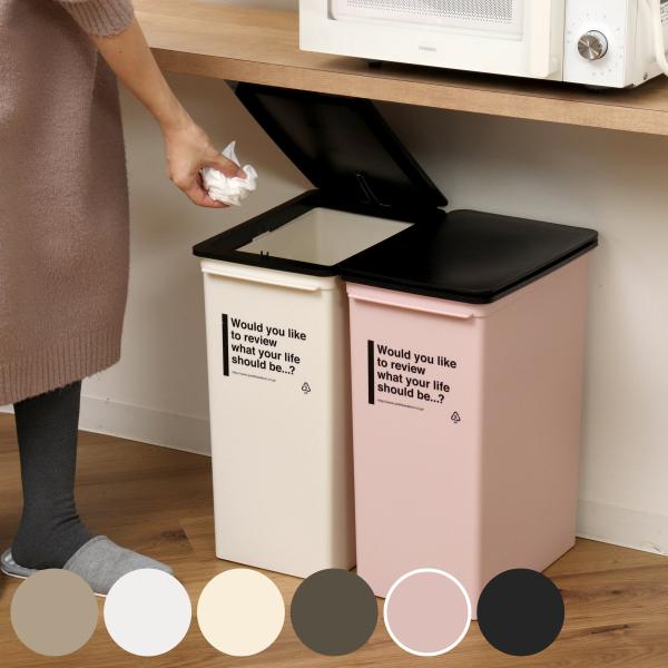 ゴミ箱 25L 深型 同色2個セット カフェスタイル プッシュ （ ごみ箱 25リットル ダストボッ...