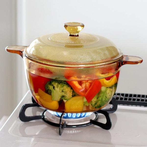 両手鍋 21.5cm ガス火専用 ガラス製 VISIONS 2.5L クックポット （ 電子レンジ対...