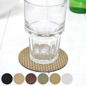 コースター 丸 10cm 格子柄 撥水 ビニール （ 茶托 グラスマット キッチン雑貨 インテリア ）