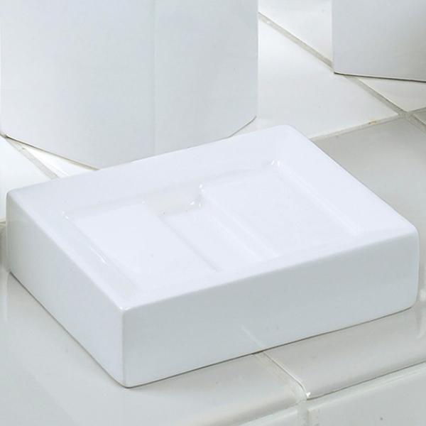 石鹸置き 石けん置き ホワイトキューブ ソープディッシュ （ 石鹸皿 石けん皿 洗面用品 ）