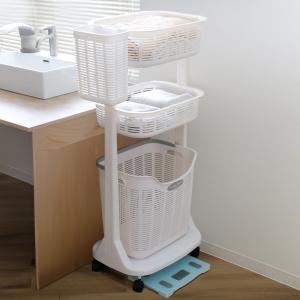 サンコープラスチック ランドリーバスケット バスマット干し付き 2段