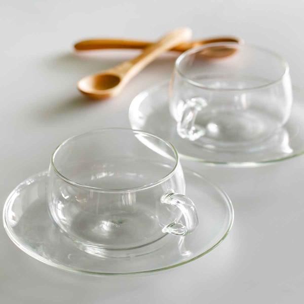 KINTO キントー UNITEA カップ&amp;ソーサー 230ml ガラス 2客セット （ ユニティ ...