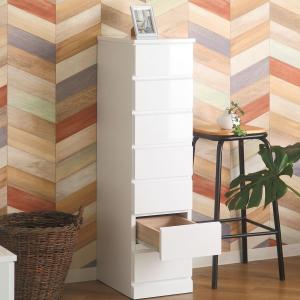 クロシオ スリムチェスト 7段 鏡面仕上げ 幅30cm （ 収納 チェスト