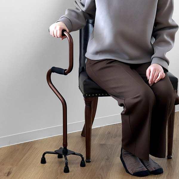 杖 4点杖 自立式 軽量 立ち上がり 2段階 アルミ製 介護 非課税 （ 多点杖 四点杖 室内 おし...