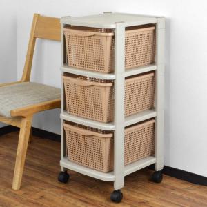 スリムバスケットラック/衣類収納 〔4W型〕 66×44.5×69.8cm 日本製