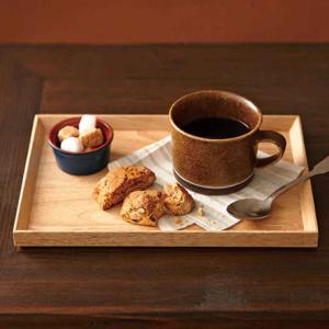 トレー 26×18cm warms 木製 ラバーウッド （ トレイ カフェトレー お盆 天然木 小さい 角 北欧 木 ）