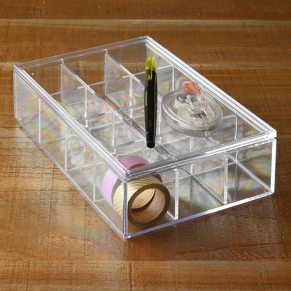 コレクションケース クリア ふた付き 12分割 S 透明 収納 デスコシリーズ （ 幅20.3×奥行...