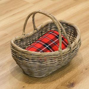 バスケット ラタン 幅75×奥行46×高さ15 持ち手付き かご 大きい