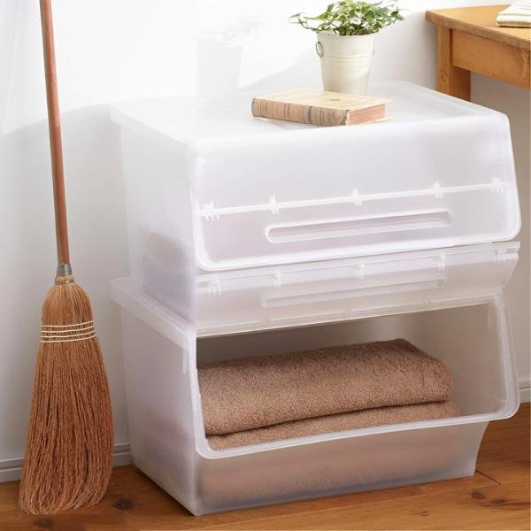 収納ボックス 前開き ナチュラ フロックワイド30 深型 幅57×奥行46×高さ31cm 3個セット...