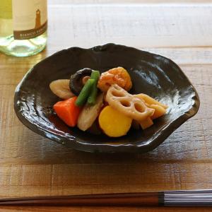 変型丸皿　和食器　黒ゆず　変形皿シリーズ　美濃焼　日本製　磁器