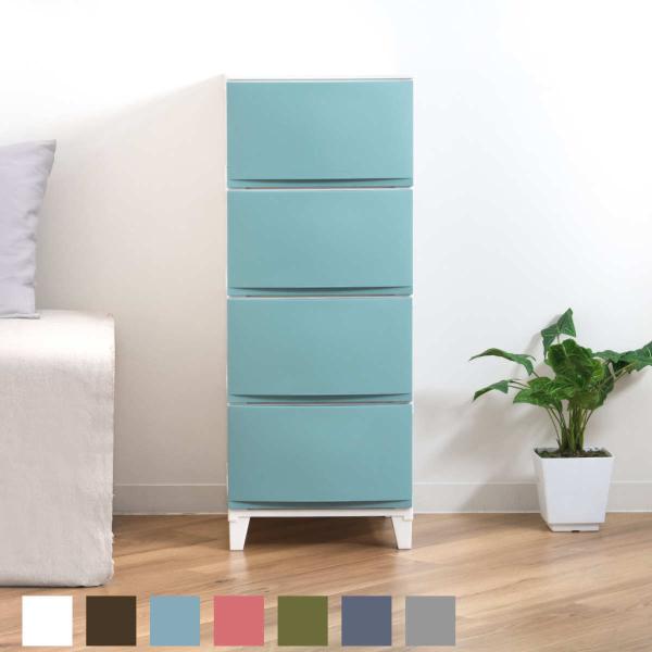 チェスト 4段 幅34×奥行42×高さ88cm ルームスシェード （ 収納 プラスチック 引き出し ...