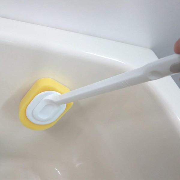 バススポンジ ゴシゴシバス洗い 柄付き （ お風呂掃除 バス スポンジ 柄付 極細ブラシ 浴槽 風呂...