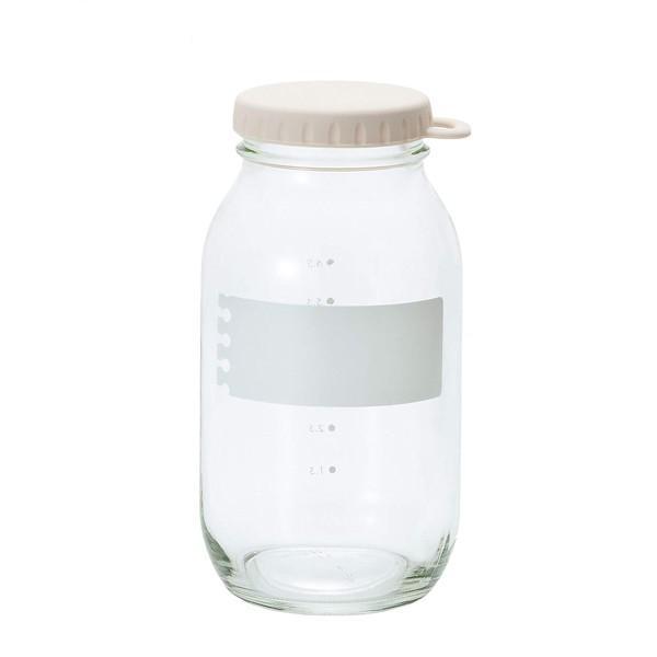 保存容器 e：Cap Jar 900 GW 925ml ガーリックホワイト ガラス製 （ 保存ビン ...