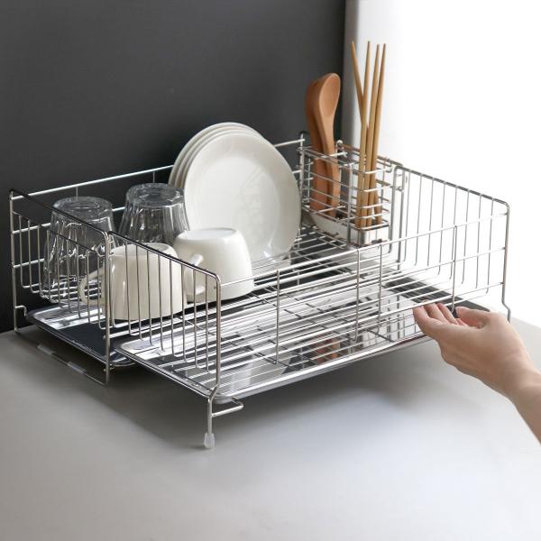 特典付き 水切りラック オールステンレス広げて使える水切り （ シンク上 スリム ステンレス 水切り...