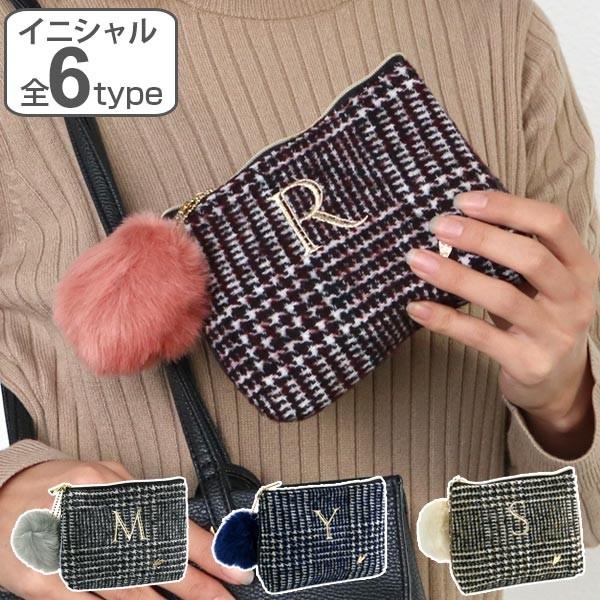 ポーチ Plaid イニシャル フラットポーチ 化粧品 収納 （ コスメ メイク 小物入れ 化粧ポー...