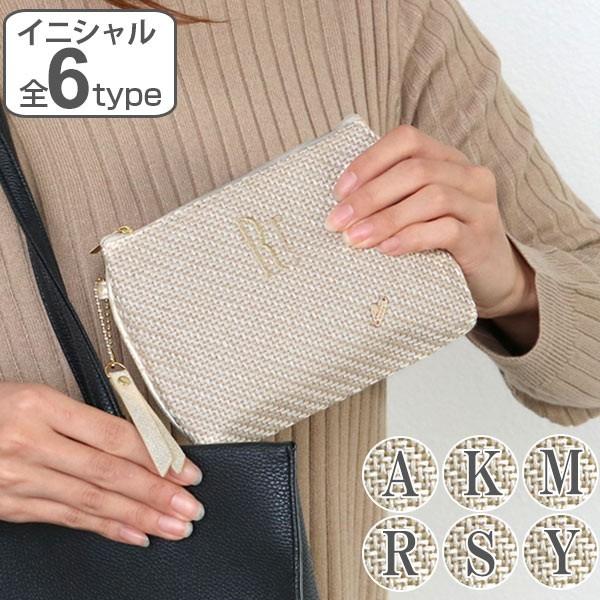ポーチ Natural イニシャル フラットポーチ 化粧品 収納 （ コスメ メイク 小物入れ 化粧...