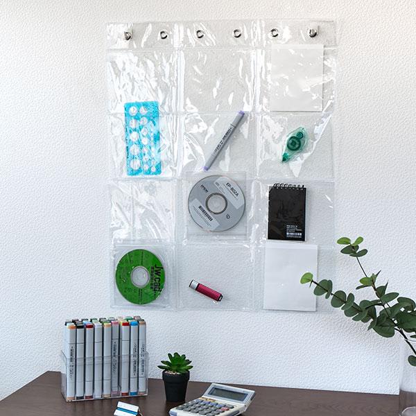 ウォールポケット HPクリアウォールポケット 12ポケット クリア （ 収納 フック付き 透明 ウォ...