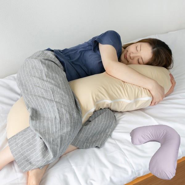 横寝が快適にできる まくら 本体＋カバー 枕 （ クッション 抱き枕 洗える 横向き 横寝 ）