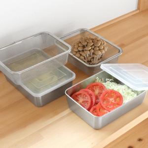 ザル＆バット6点セット 角型 深型タイプ 蓋付き ステンレス製