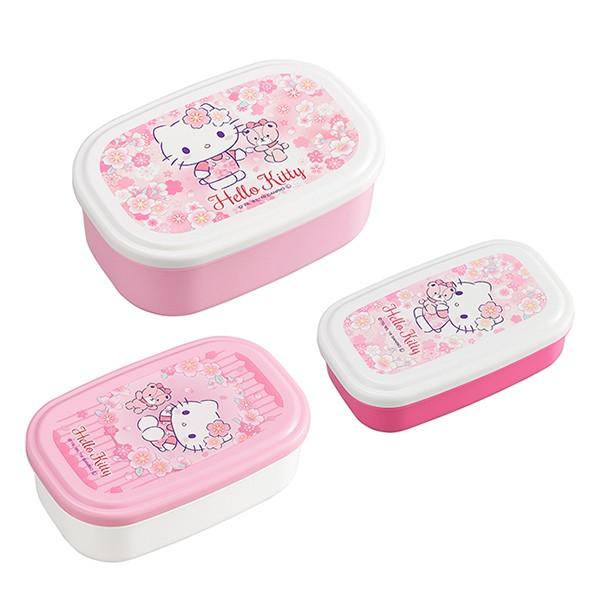 お弁当箱 シール容器 3個入 入れ子式 ハローキティ サクラ 子供 （ 弁当箱 3個セット レンジ対...