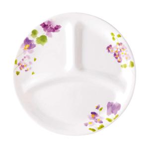 ランチプレート 21.5cm コレール CORELLE バイオレットミスト （ 食洗機対応 電子レンジ対応 オーブン対応 耐熱 仕切り皿 ランチ皿 白 お皿 ）｜interior-palette