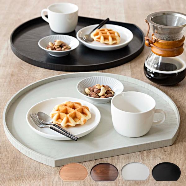 お盆 36cm トレー 半月膳 半月盆 木製 （ ランチョンマット トレイ ウッドトレイ プレイスマ...